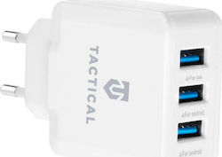 Tactical Зарядно без кабел с 3 USB-A порта Бял ...