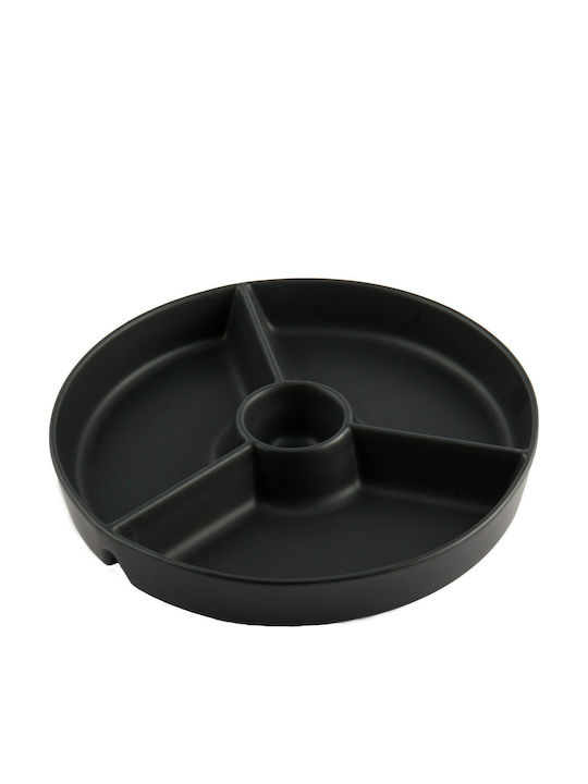 Maxwell & Williams Porcelain Dessert Divided Serving Plate with 3 Slots Party Time Black Ø25cm