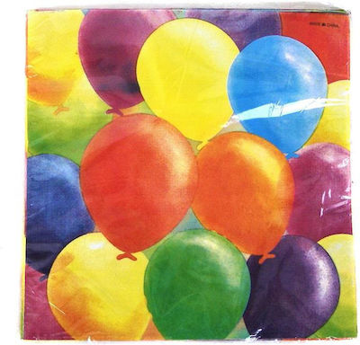 Party Napkins Party with Balloons Multicolored 16pcs