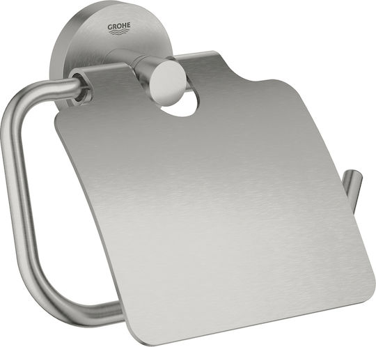Grohe Essentials Wall-mounted Paper Holder Inox Silver with Lid