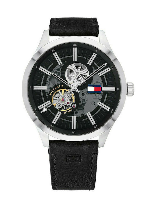 Tommy Hilfiger Watch Chronograph Battery with Black Leather Strap