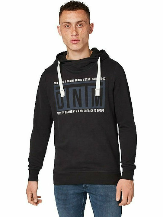 Tom Tailor Herren Sweatshirt mit Kapuze und Taschen Schwarz 1012453-29999