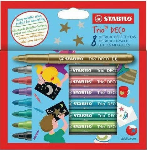 Stabilo Metallic Trio Deco Markere de Desen 3mm Set 8buc