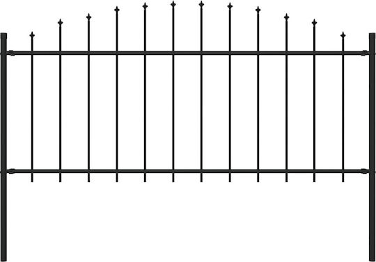 vidaXL Panouri de gard cu vârfuri negre din oțel Garduri din Metal cu Garduri în Culoarea Negru 75cm x 1.7m