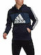 Adidas Essentials Colorblock Logo 3-Stripes Men's Sweatshirt Jacket with Hood and Pockets Navy