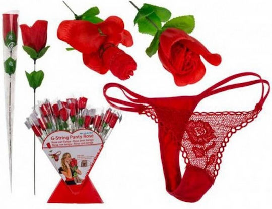 Cottelli Collection Valentines Red Rose With A Disguised Surprise Thong Женски Секси Прашка Red