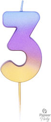 Lumânare de Zi de Naștere Număr "3" Multicolor 015836