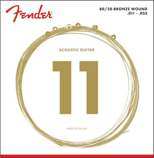 Fender 70CL 80/20 Bronze Wound Acoustic Guitar Strings Set 11 - 52 Custom Light