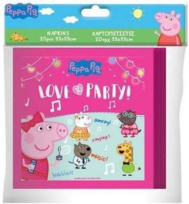 Party Napkins Peppa Pink 33x33cm. 20pcs