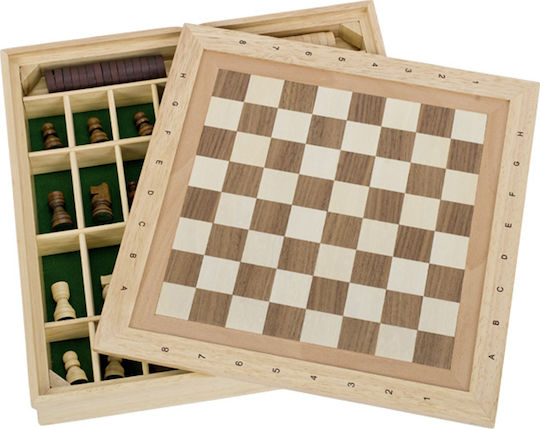 Goki Chess /Draughts Wood with Pawns 34x34cm