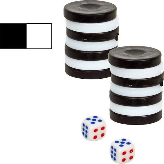ToyMarkt /69-1404 Πλαστικά Πούλια για Τάβλι Λευκό / Μαύρο