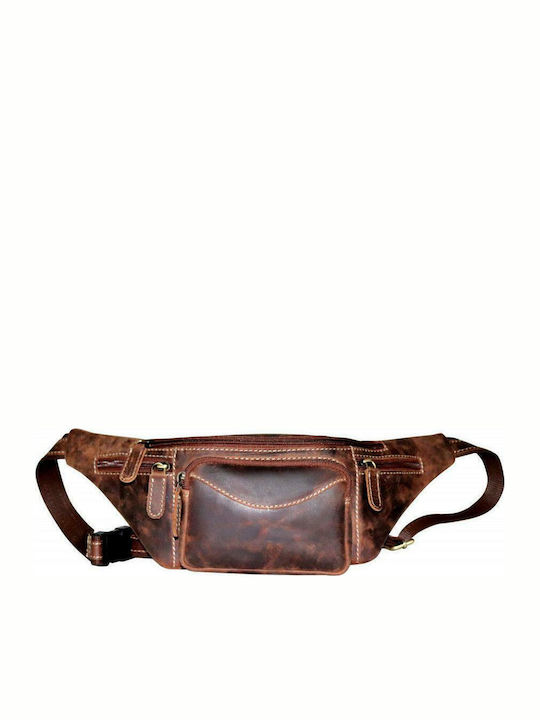 Fetiche Leather Herren Bum Bag Taille Braun