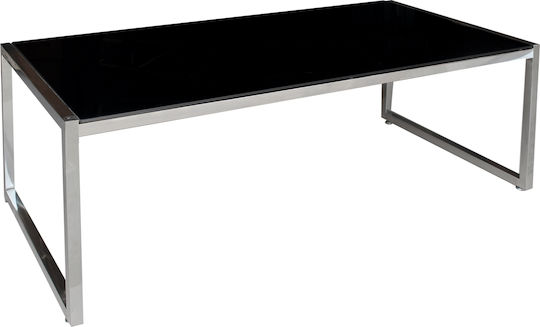 Rechteckiges Zentral Kaffeetisch Action Glas Inox Schwarz M120xL60xH45cm EΜ748,1