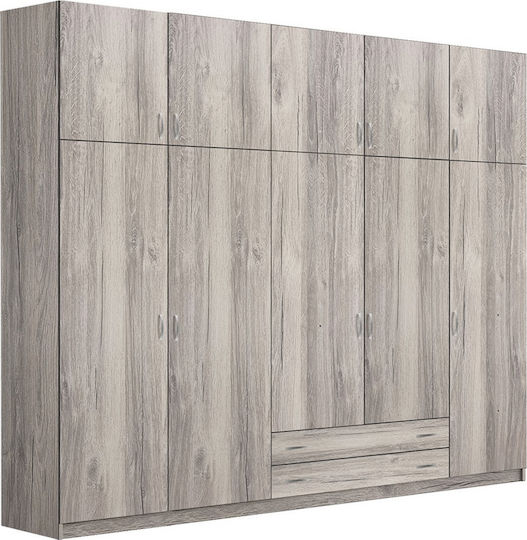 Five Door Wardrobe with Loft Ashtray 252x60x233cm