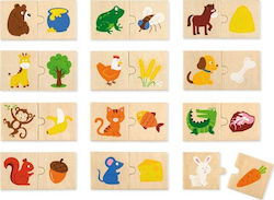 Lemnos Puzzle pentru Copii cu Îmbinări Ce mănâncă animalele 30buc Viga Toys