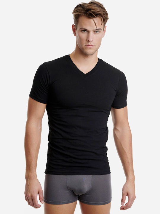 Men's Undershirt Short-sleeved in Black Color