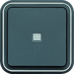 Hager Cubyko Complete Wall Push Staircase Button with Frame IP55 Gray WNE023G