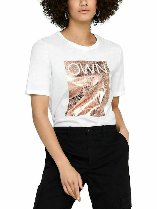 Only Γυναικείο T-shirt Bright White/Bronze