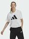 Adidas Sportswear Adjustable Badge Of Sport Γυναικείο Αθλητικό Crop T-shirt Λευκό