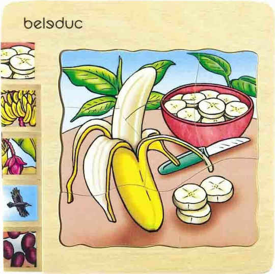Lemnos Puzzle pentru Copii cu Îmbinări 5 nivele Bananier 30buc Beleduc
