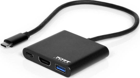 Port Designs USB-C Docking Station mit HDMI 4K PD Schwarz (900140)