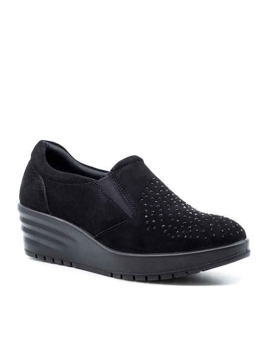 Ανατομικά Γυναικεία Slip-On Δερμάτινα Μαύρα
