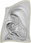 Prince Silvero Εικόνα Ασύμετρη Μαντόνα Και Χριστός Ασημένια 8x11εκ.