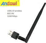 Andowl Q-A220 Ασύρματος USB Αντάπτορας Δικτύου με Αποσπώμενη Κεραία 1200Mbps