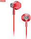 Lenovo HF 140 Earbuds Handsfree με Βύσμα 3.5mm Κόκκινο