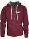 Paco & Co 8285 Men's Sweatshirt Jacket with Hood and Pockets Burgundy