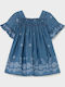 Rochie pentru Copii Mâneca scurta Denim Floral Albastru