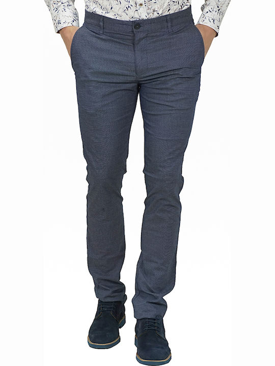 Endeson Fashion Pantaloni pentru bărbați Chino Elastice cu Croială Slim Albastru
