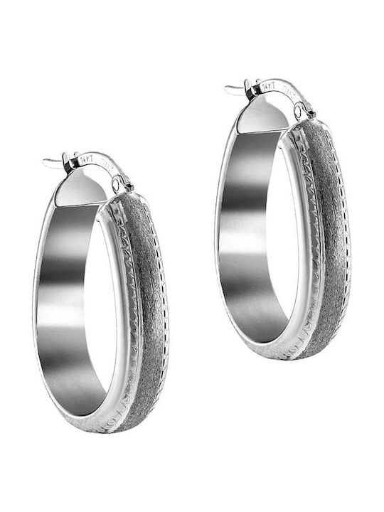 14K White gold hoop earrings in oval shape SK11200067