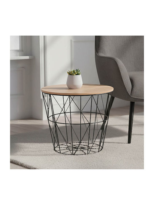 Round Side Table Jacot Wooden Black L38xW38xH30.5cm.
