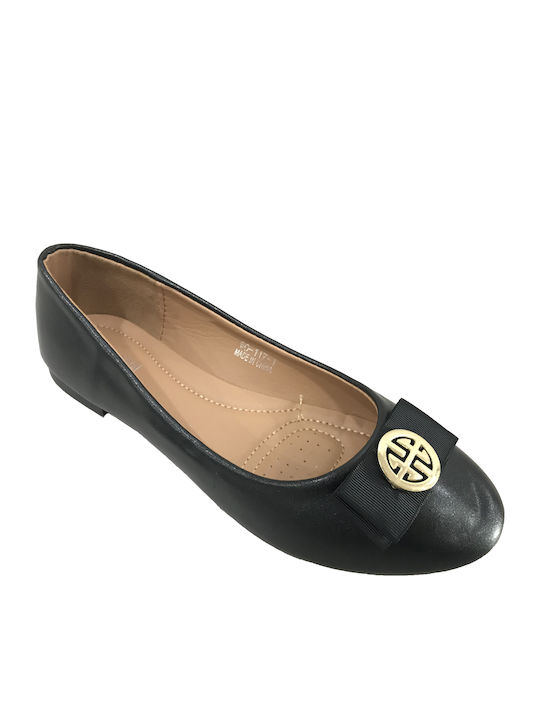 Ustyle Synthetic Leather Ballerinas Black