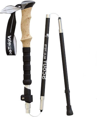 AlpinPro Pair of Compact Aluminum Fast Lock Trekking Poles with 5 Sections Black 285gr