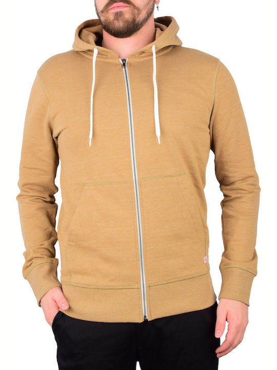 Jack & Jones Herren Sweatshirt Jacke mit Kapuze und Taschen Beige