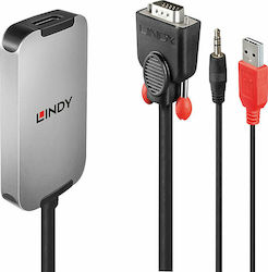 Lindy Converter 3.5mm / USB-A / VGA male to DisplayPort female Silver (38296)