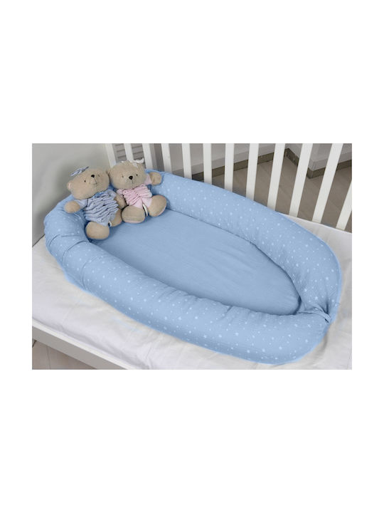 Baby Oliver Βρεφικό Μαξιλάρι Φωλιά Muslin Ciel 95x55εκ.