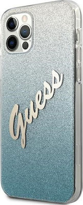 Guess Glitter Gradient Script Back Cover Blue (iPhone 12 / 12 Pro)