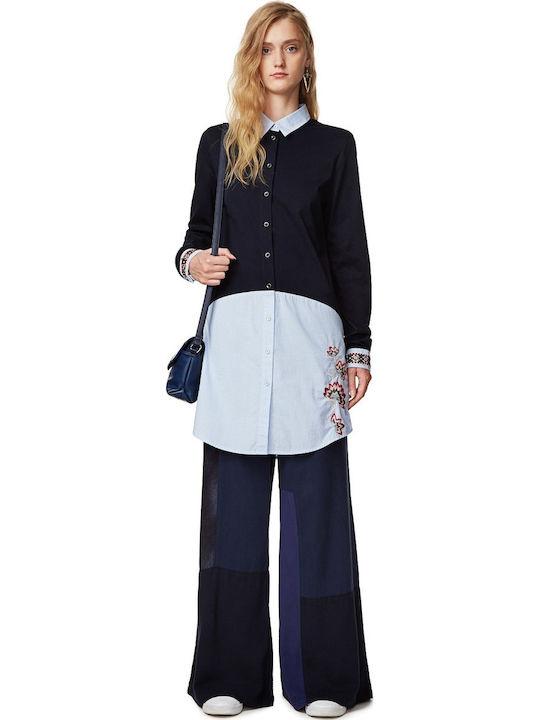 Gladys Women's Monochrome Long Sleeve Shirt Navy Blue