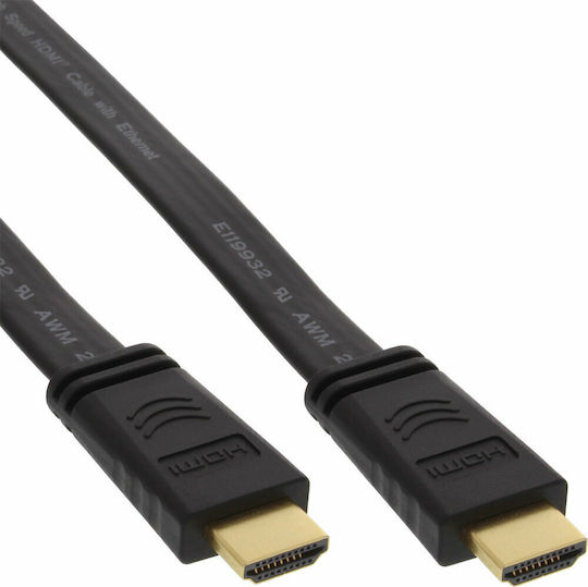 InLine HDMI 1.4 High Speed 1080p 120Hz Flat Cable HDMI Male - HDMI Male 10m Black