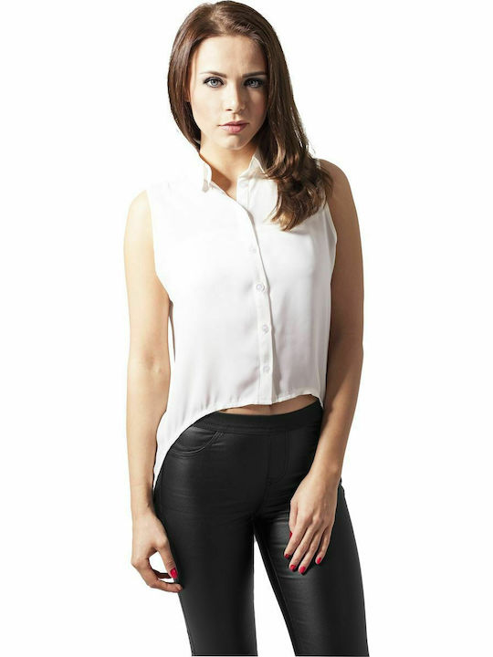 Urban Classics Women's Monochrome Sleeveless Shirt White