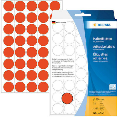 Herma Round Small Adhesive Orange Label 19mm 1280pcs