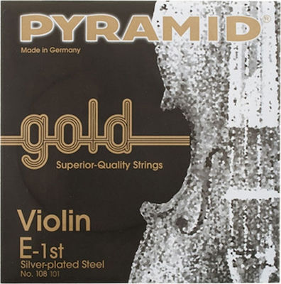 Pyramid Πλήρες Σετ Silver Plated Χορδών για Βιολί Gold 4/4 E-Ball end