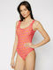 Guess One-Piece Swimsuit with Open Back Coral