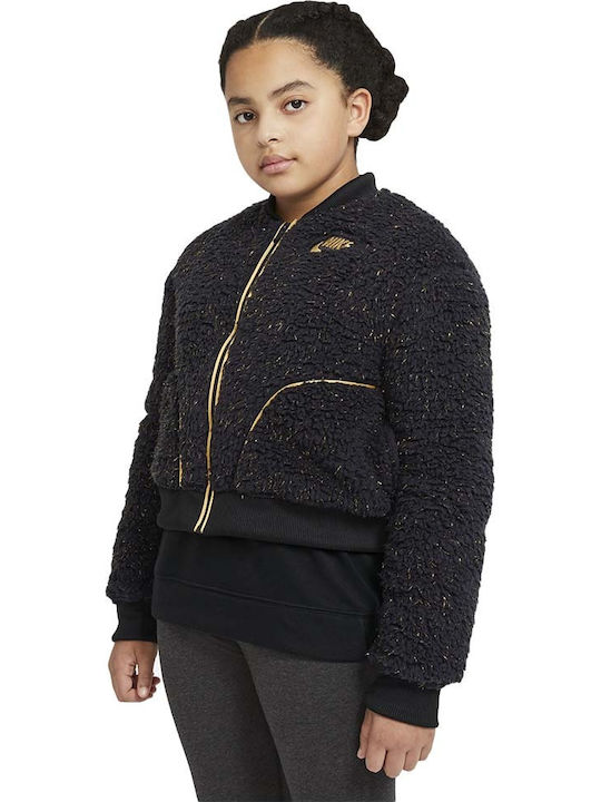 Nike Αθλητική Παιδική Ζακέτα για Κορίτσι Μαύρη Sportswear