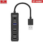 Earldom USB 3.0 Hub 4 Θυρών με σύνδεση USB-A και Εξωτερική Παροχή Ρεύματος