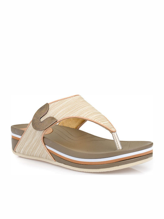 B-Soft Women's Flat Sandals Anatomic In Beige Colour