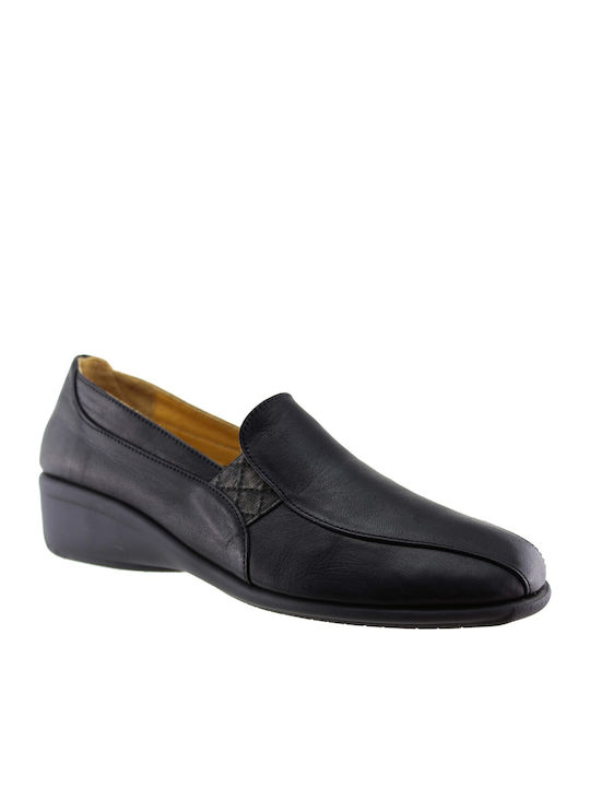 4338-01C Ανατομικά Γυναικεία Slip-On Δερμάτινα Μαύρα